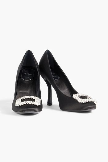 ROGER VIVIER Vertigo Diadem embellished satin pumps