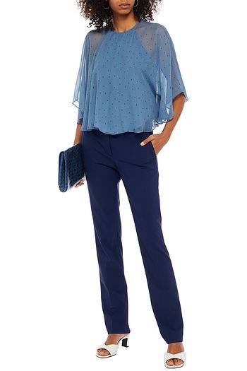 MICHELLE MASON Layered polka-dot silk-chiffon blouse