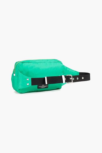 VALENTINO GARAVANI Leather-trimmed studded shell belt bag