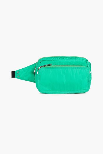 VALENTINO GARAVANI Leather-trimmed studded shell belt bag