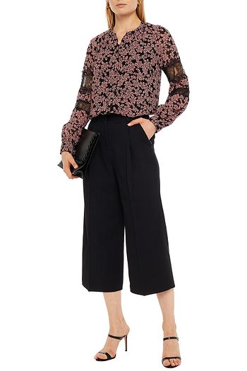 MICHAEL MICHAEL KORS Lace-trimmed floral-print georgette blouse