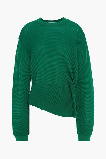 MICHELLE MASON Twist-front ribbed cotton-blend sweater
