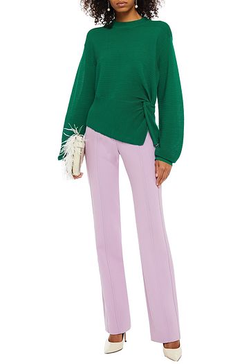 MICHELLE MASON Twist-front ribbed cotton-blend sweater