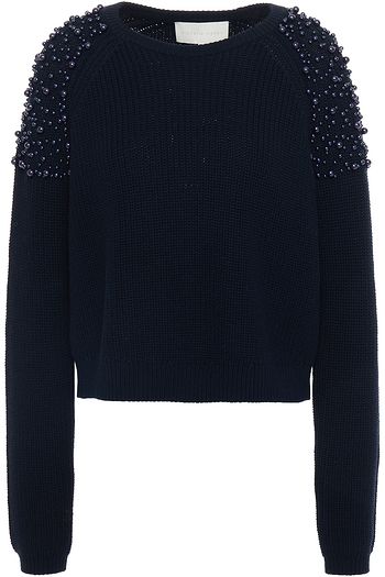MICHELLE MASON Embellished ribbed cotton sweater