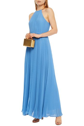 MICHAEL MICHAEL KORS チェーントリム プリーツ入りシフォン マキシワンピース