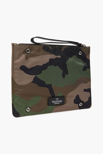 VALENTINO GARAVANI Embellished printed woven pouch