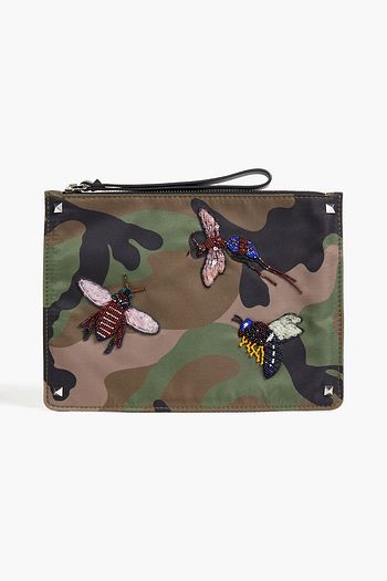 VALENTINO GARAVANI Embellished printed woven pouch