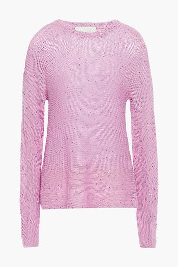 MICHELLE MASON Embellished cold-shoulder cotton-blend sweater