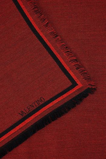 VALENTINO Frayed wool, cotton and silk-blend jacquard scarf