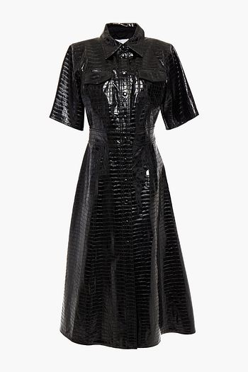 STAND STUDIO Nahara faux croc-effect leather midi shirt dress