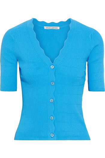 AUTUMN CASHMERE Scalloped ribbed-knit cardigan