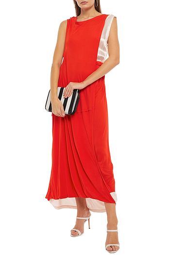 MARNI Satin-paneled stretch-jersey maxi dress