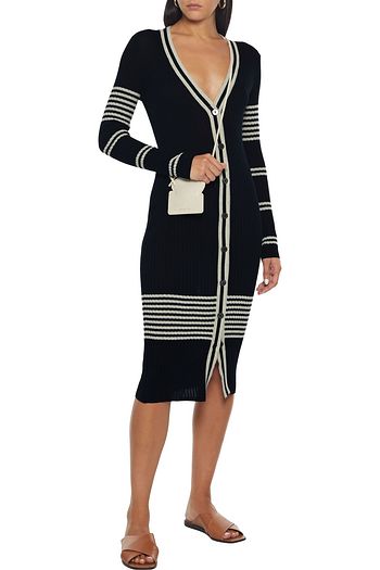 COTTON BY AUTUMN CASHMERE Striped ribbed cotton midi dress