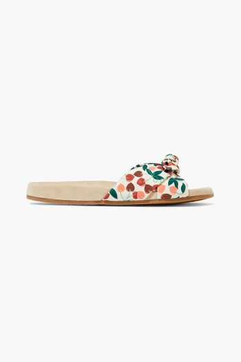 CHARLOTTE OLYMPIA Bow-embellished printed canvas slides