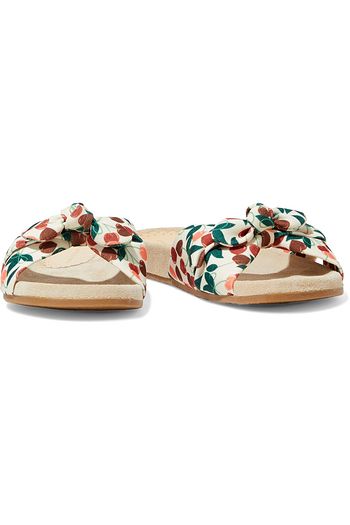 CHARLOTTE OLYMPIA Bow-embellished printed canvas slides