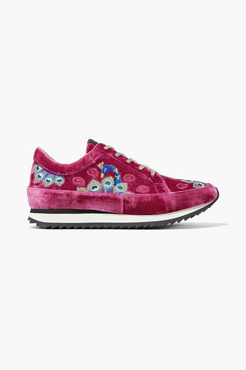 CHARLOTTE OLYMPIA Work It embroidered velvet sneakers