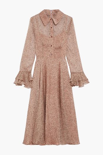 MIKAEL AGHAL Ruffle-trimmed leopard-print georgette midi dress