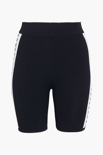 AUTUMN CASHMERE Striped stretch-knit shorts