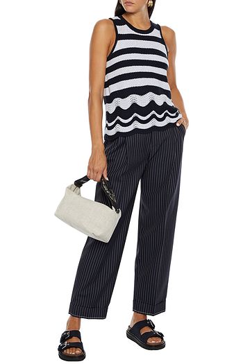 AUTUMN CASHMERE Striped crochet-knit cotton tank
