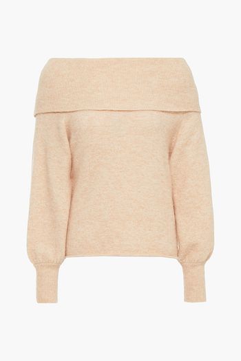 MICHELLE MASON Off-the-shoulder mélange knitted sweater