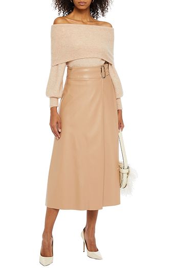 MICHELLE MASON Off-the-shoulder mélange knitted sweater