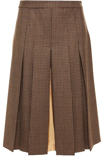 MAISON MARGIELA Pleated checked wool and silk-twill culottes