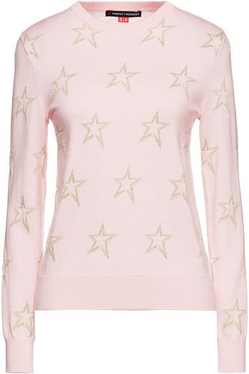 PERFECT MOMENT Metallic intarsia merino wool-blend sweater