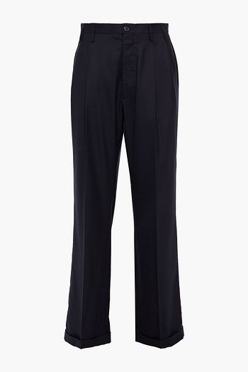 MAISON MARGIELA Hose mit weitem Bein aus Twill aus einer Wollmischung mit Falten