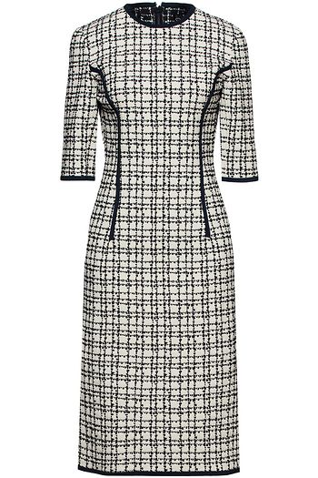 OSCAR DE LA RENTA Kleid aus Jacquard aus einer Baumwollmischung mit Satinbesatz