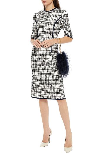 OSCAR DE LA RENTA Kleid aus Jacquard aus einer Baumwollmischung mit Satinbesatz