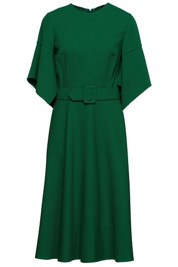 OSCAR DE LA RENTA Midikleid aus Crêpe aus einer Wollmischung mit Gürtel
