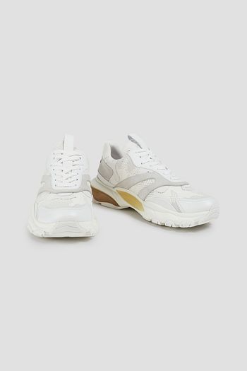 VALENTINO GARAVANI Bedruckte Sneakers aus Mesh, Veloursleder und Leder