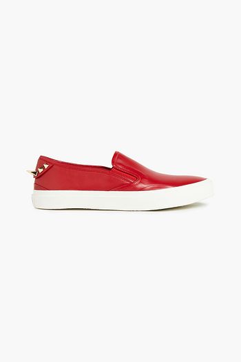 VALENTINO GARAVANI Spiked leather slip-on sneakers