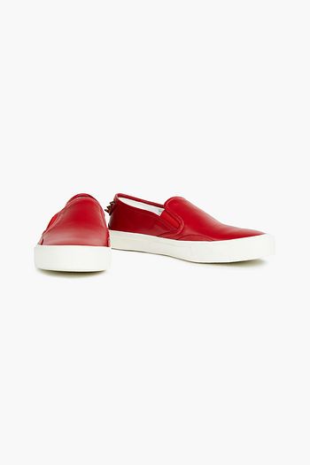 VALENTINO GARAVANI Spiked leather slip-on sneakers