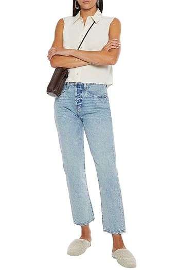 FRAME Le Original cropped faded high-rise straight-leg jeans