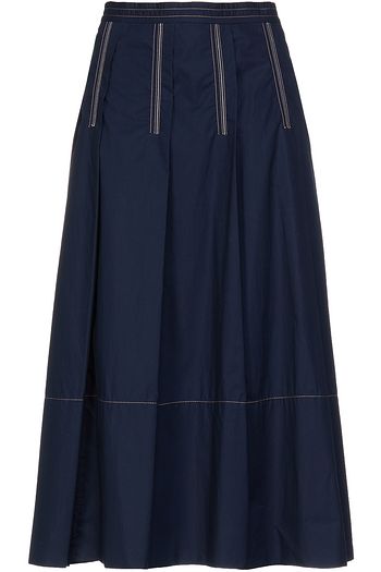 MARNI Buckle-detailed pleated cotton-poplin midi skirt