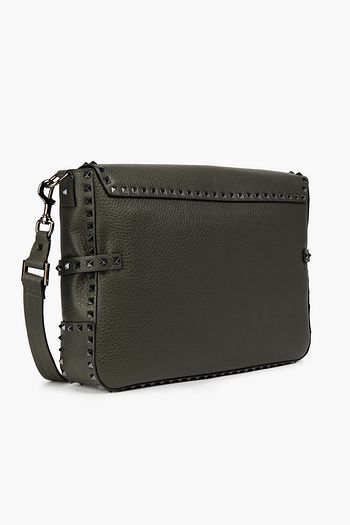 VALENTINO GARAVANI Studded pebbled-leather messenger bag