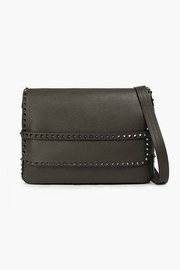 VALENTINO GARAVANI Studded pebbled-leather messenger bag