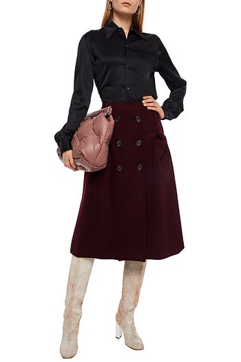 MAISON MARGIELA Brushed wool-blend felt midi wrap skirt