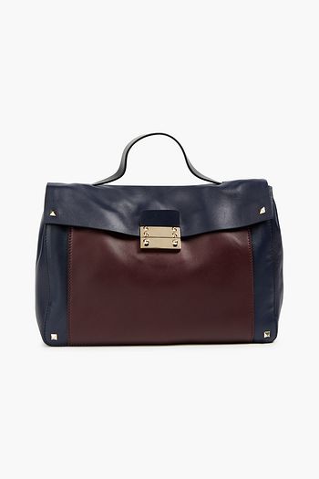 VALENTINO GARAVANI Studded color-block leather briefcase