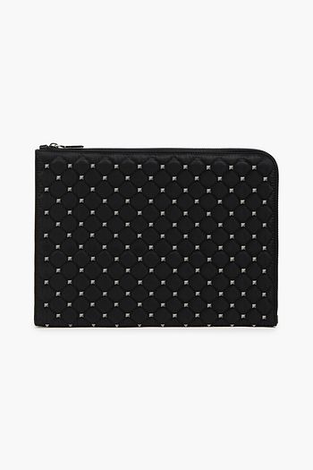 VALENTINO GARAVANI Rockstud Spike quilted twill document case