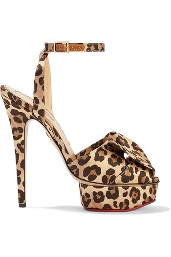 CHARLOTTE OLYMPIA Rochelle bow-embellished leopard-print satin platform sandals