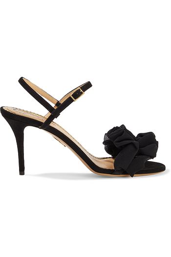 CHARLOTTE OLYMPIA Reia ruffled organza-trimmed suede sandals