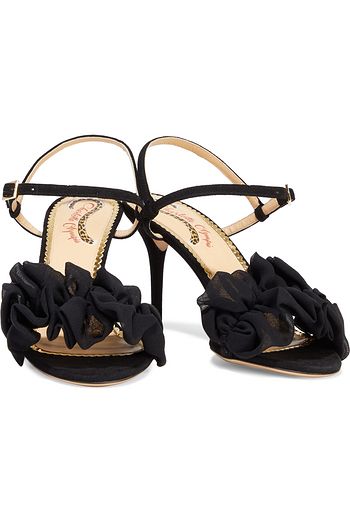 CHARLOTTE OLYMPIA Reia ruffled organza-trimmed suede sandals