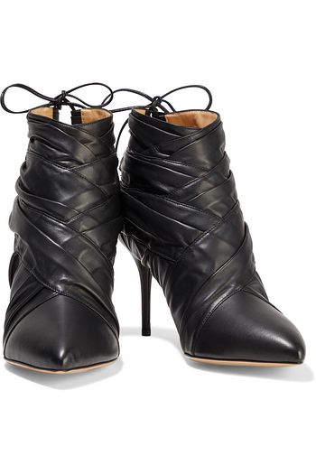 CHARLOTTE OLYMPIA Cutout pleated leather ankle boots