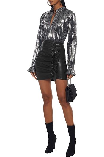 JONATHAN SIMKHAI Lola ruffled vegan leather mini skirt