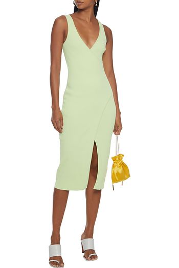 JONATHAN SIMKHAI Milani wrap-effect neon ribbed jersey mini dress