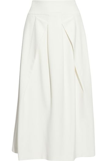 ROLAND MOURET Holmes pleated stretch-crepe midi skirt