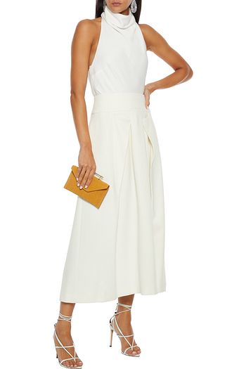ROLAND MOURET Holmes pleated stretch-crepe midi skirt
