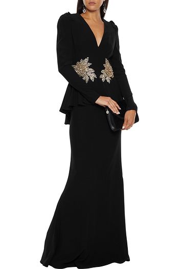 ALEXANDER MCQUEEN Embellished crepe peplum gown